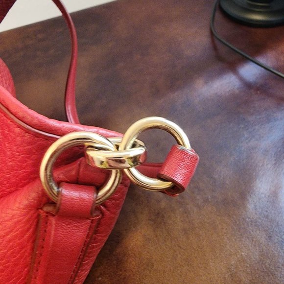 !Coach Pink Ruby Pebbled Leather Shoulder Bag Hobo Handbag Purse - Picture 12 of 17